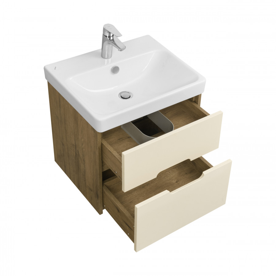 Тумба ОЛИВИЯ 55, бежевая, дуб велл (под раковину АДРИАНА 55)