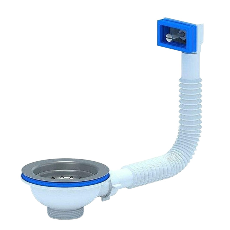 Перелив гибкий для мойки АНИ Пласт N305S с прямоугольным вертикальным корпусом 3 1/2 дюйма