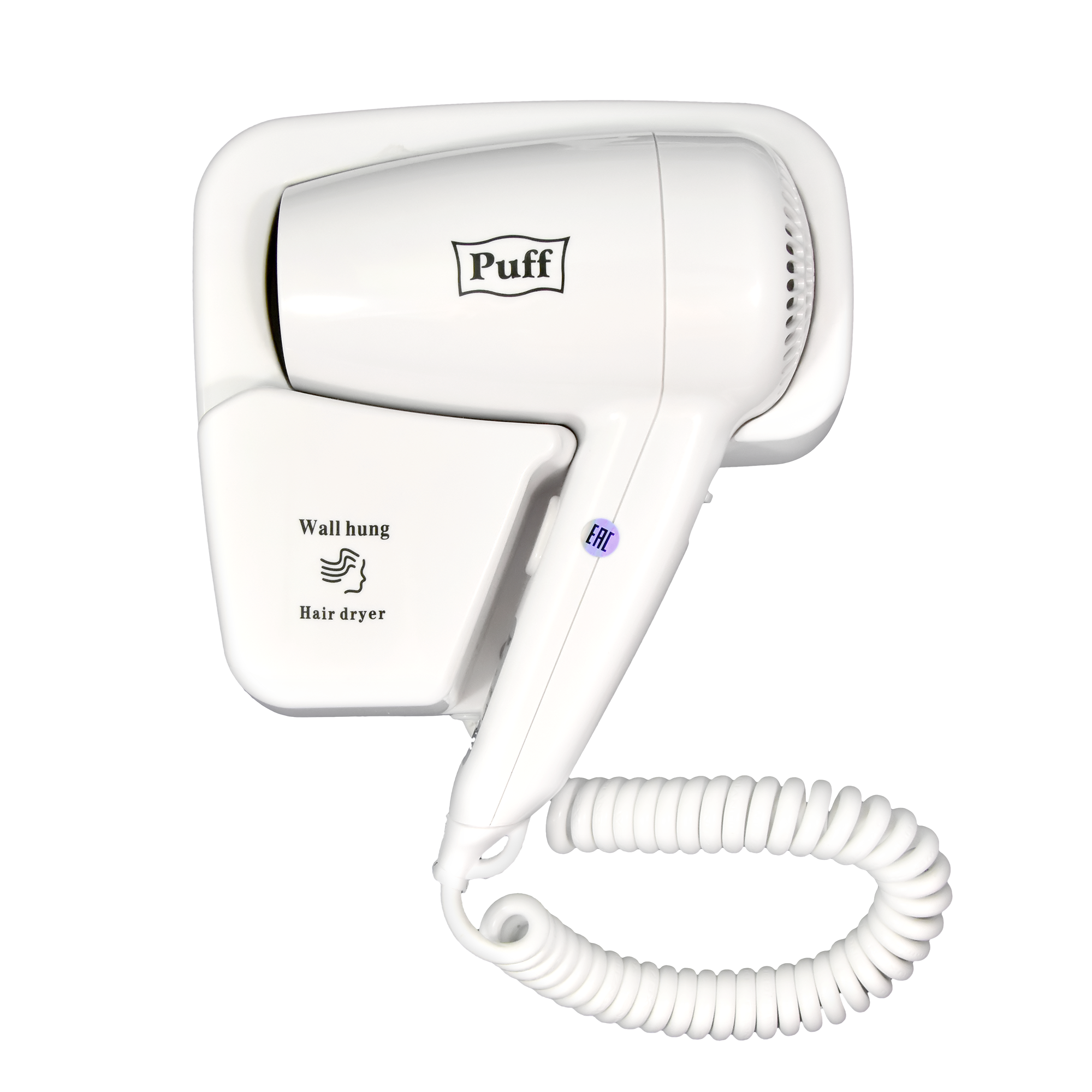 Фен для волос настенный PUFF-1200 белый, 1,2 кВт (1405.001)