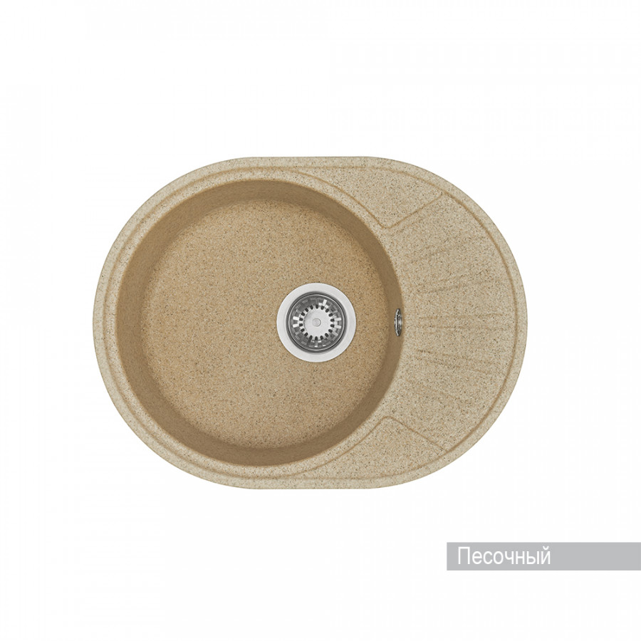 Мойка для кухни  Чезана 568x437x191 мм,круглая с крылом, песочный