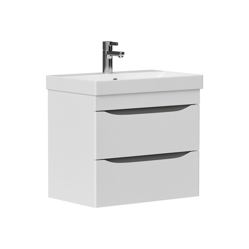 Тумба Lake 60, подвесная 2 ящ., белый/серый оникс (под раковину 9696-60), VOLNA