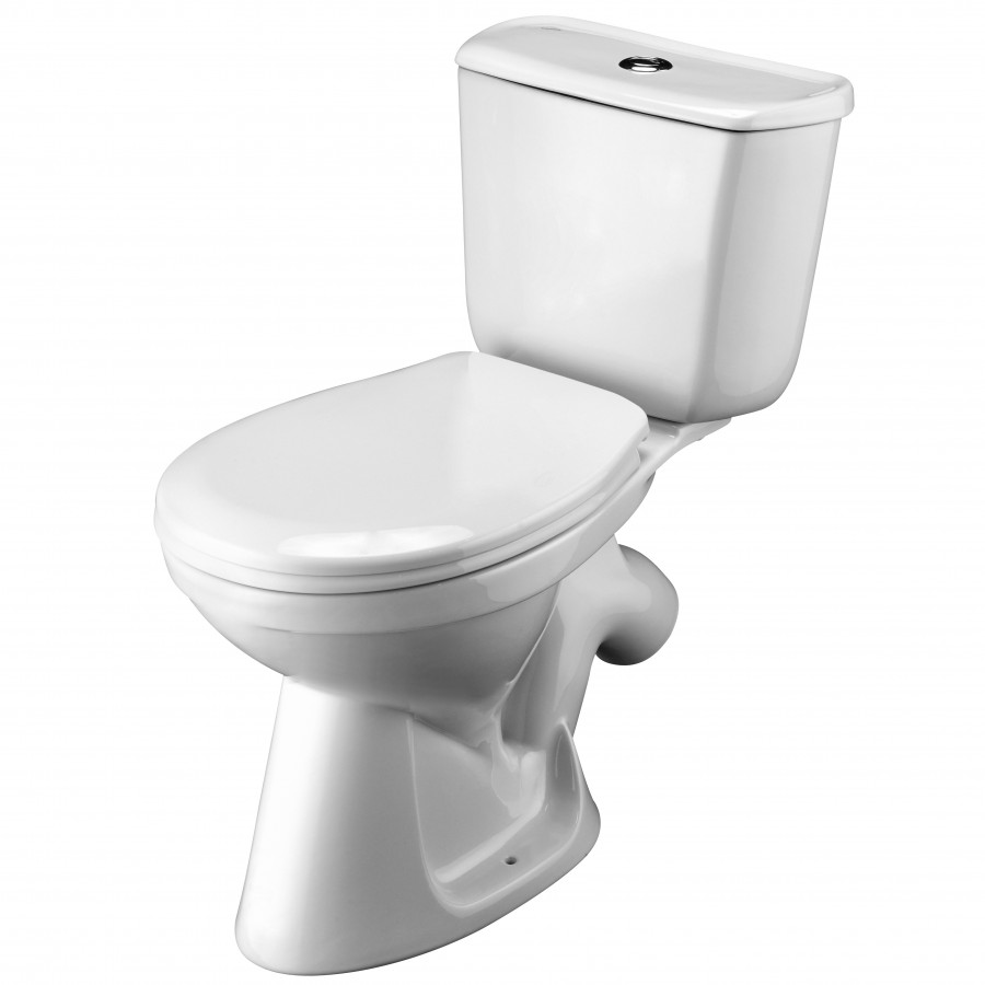 БРИЗ Унитаз-компакт, косой выпуск, эконом., 1-режимная арматура, сиденье полипропилен. САНТЕК