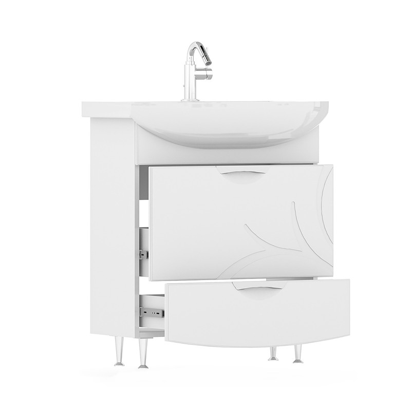 Тумба Adel 60, напольная, 2 ящ., белая (под раковину Балтика 60), VOLNA