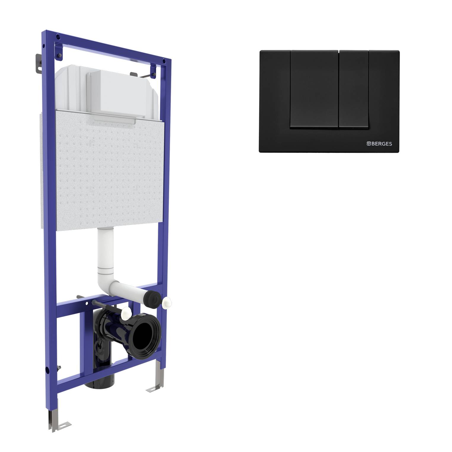 Инсталляция  для скрытого монтажа унитаза NOVUM кнопка S5 Soft Touch, черная, BERGES