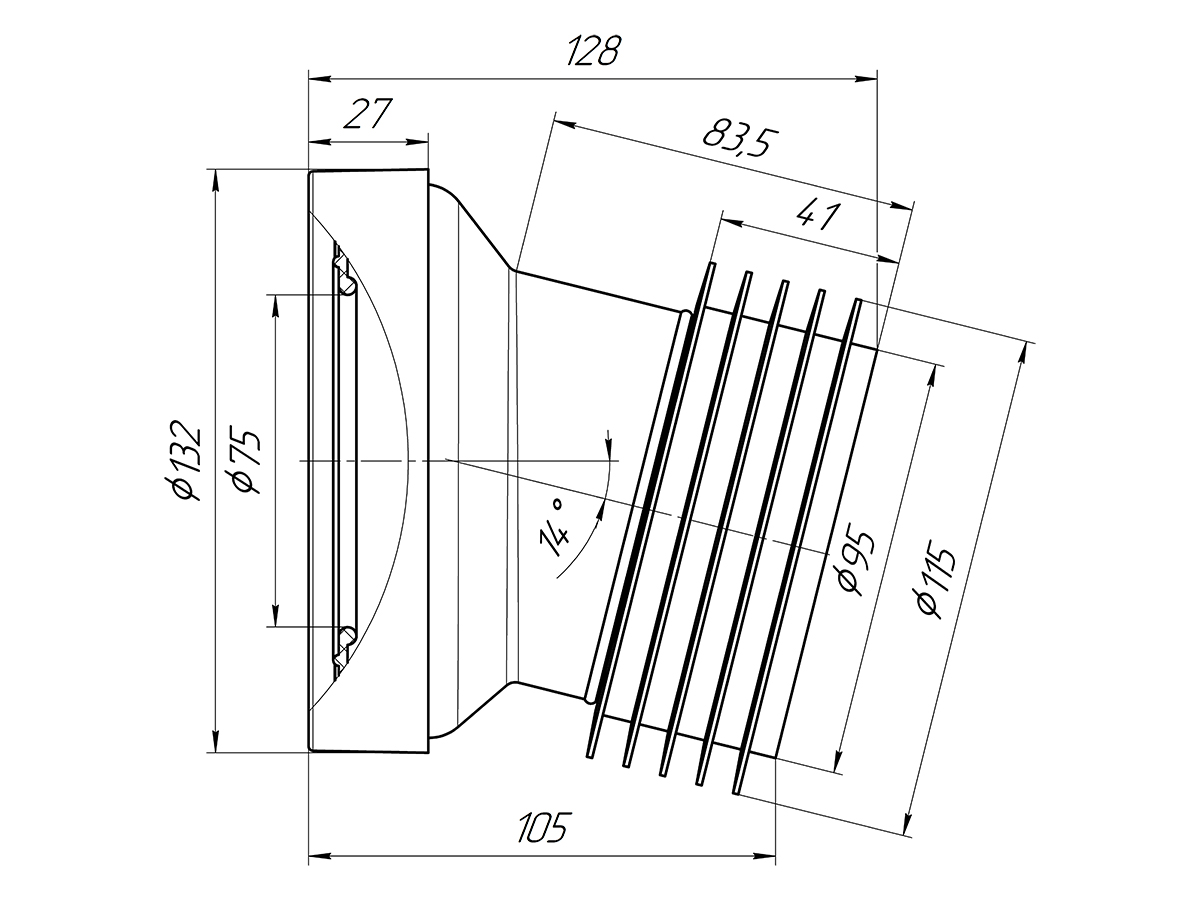 Труба фановая АНИ Пласт W1228 короткая 110 мм 14 градусов