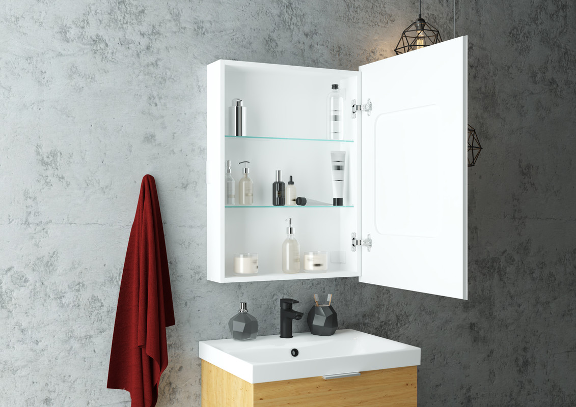 Зеркало-шкаф Allure LED 550х800 правый с розеткой
