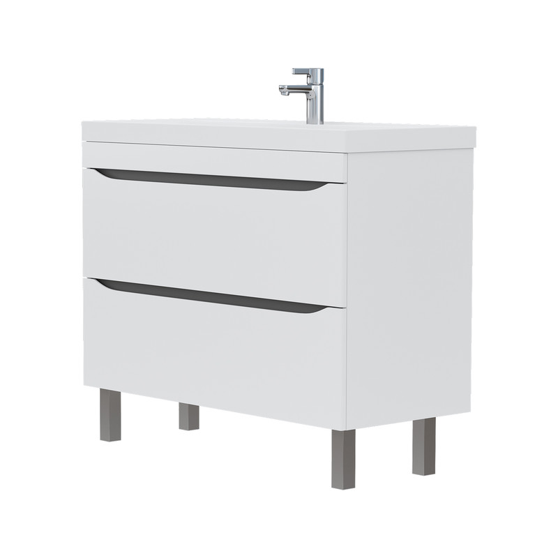 Тумба Prime 100, подвесная, 2 ящ., белый/темно-серый (под раковину 78857(100), VOLNA
