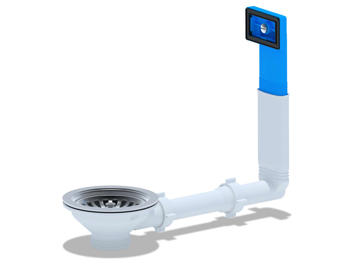 Перелив жесткий Ани для мойки 3 1/2" спрямоуг.верт. корпусом, ANI PLAST