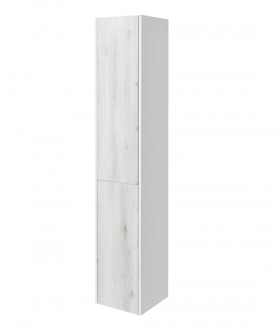 Шкаф-колонна САКУРА 35, подвесная, левая, ольха наварра, белый глянец