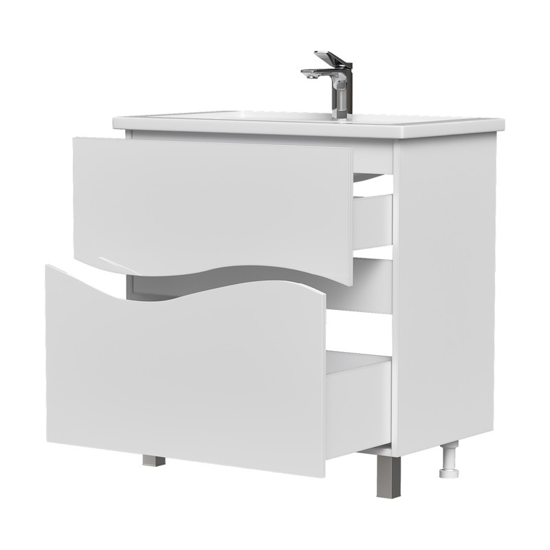 Тумба Volna 80, напольная, 2 ящ., белая (под раковину Фостер 80), VOLNA