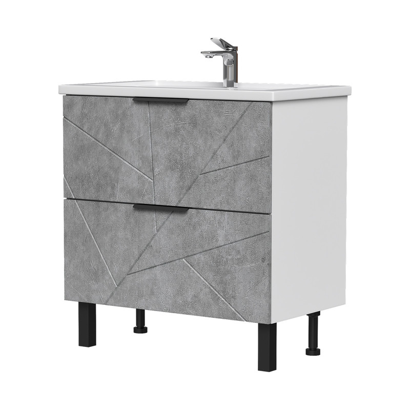 Тумба Twing 80, напольная, 2 ящ., бетон (под раковину Фостер 80), VOLNA