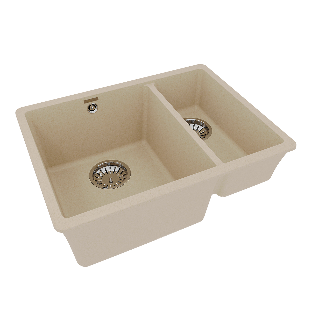 Кухонная мойка Lemark SINARA 550.2-U подстольного монтажа с доп.чашей из кварцгранита, Бежевый