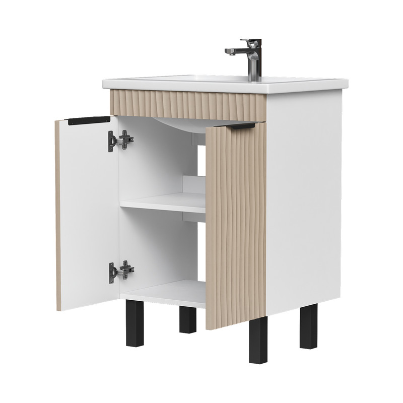 Тумба Lotti 60, напольная 2 дв., латте (под раковину Миранда 60), VOLNA