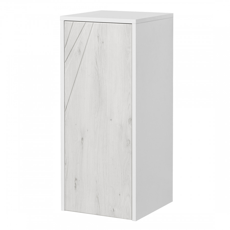 Шкаф САКУРА 35, подвесной, с корзиной, ольха наварра, белый глянец