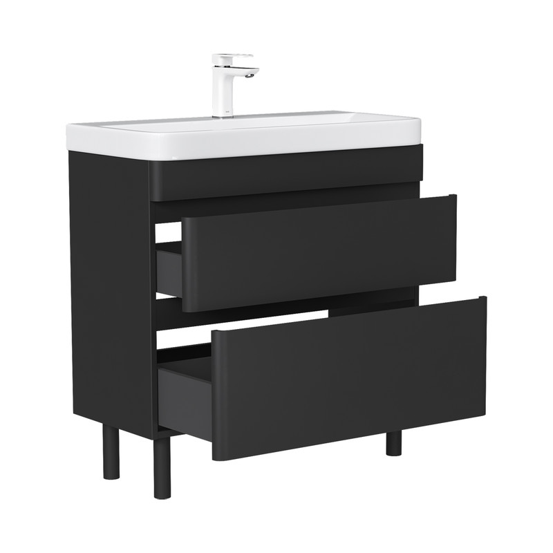 Тумба EQUIL Eltoro 70 напольная 2 ящ. черный софт (под раковину 9595-70)