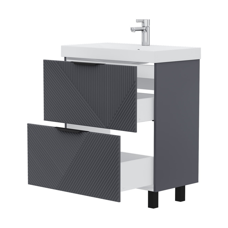 Тумба Geometry 70, напольная, 2ящ., графит (под раковину 9696-70), VOLNA