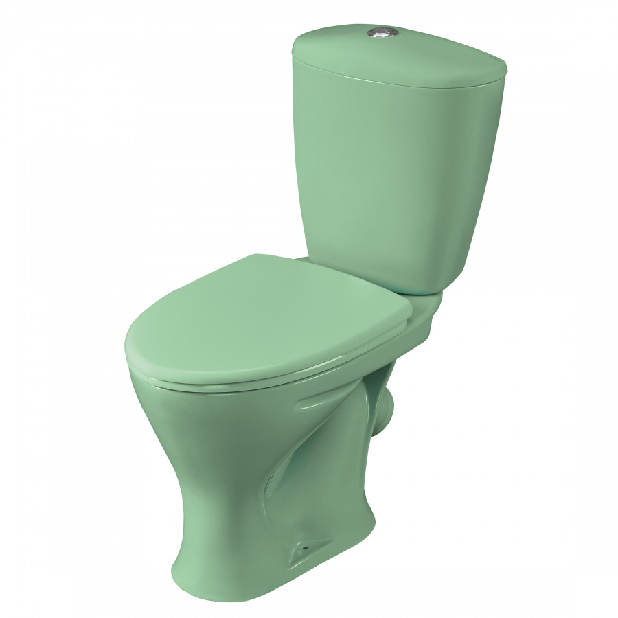 Унитаз-компакт "Версия" наклонный выпуск, с кнопочной арматурой и сиденьем, салатовый  SANTERI