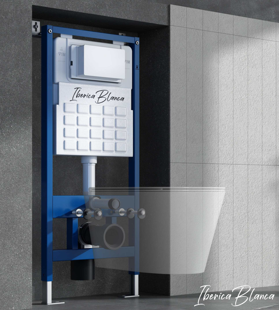 Комплект 2в1 IBERICA BLANCA инсталляция SILENCIO, кнопка смыва ESTI-R хром матовый (IB001.214)