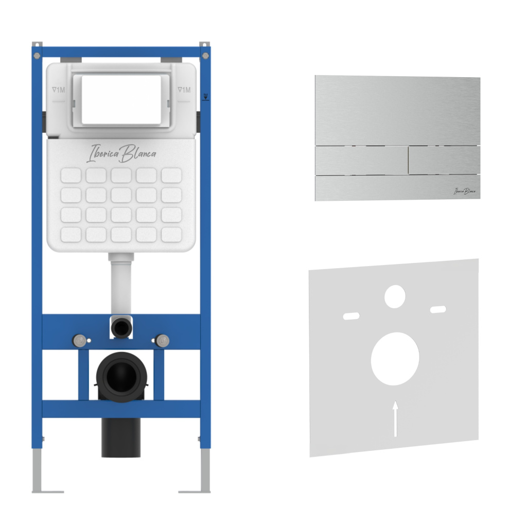 Комплект 2в1 IBERICA BLANCA инсталляция SILENCIO, кнопка смыва INOX-S хром матовый (IB001.016.01)
