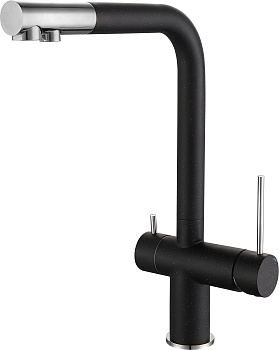 Смеситель для кухни RIVELATO Lugano с краном питьевой воды черный хром (1523513 nero cromo)