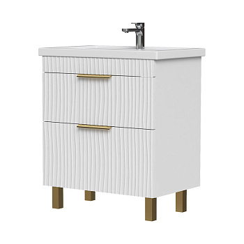 Тумба LottyGold 70, напольная, 2 ящ., белая (под раковину Фостер 70), VOLNA