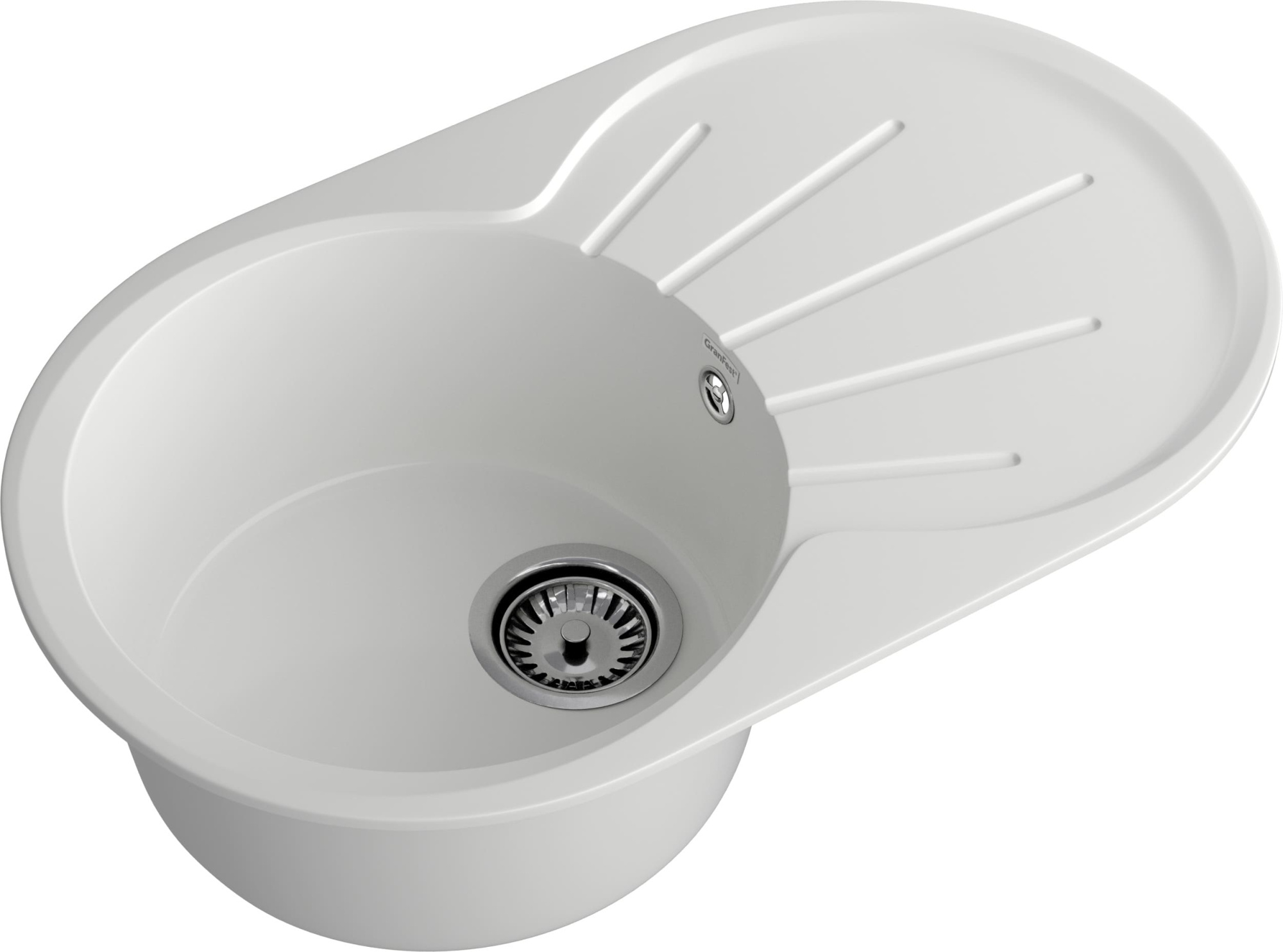 GRANFEST Мойка композит RONDO GF-R--750L  чаша с крылом 750*460мм   иней арт.GF-