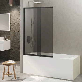 Душевая шторка RIVER S Slider Black 980 тонированное стекло, BERGES