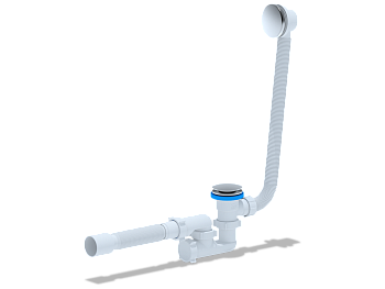 Сифон Ани для ванны клик-клак, грибок, с выпуском и переливом с трубой 40/50 регулируемый, ANI PLAST