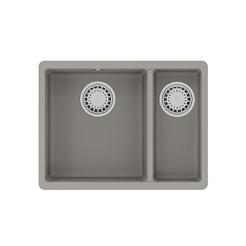 Кухонная мойка Lemark SINARA 550.2-U подстольного монтажа с доп.чашей из кварцгранита, Грей