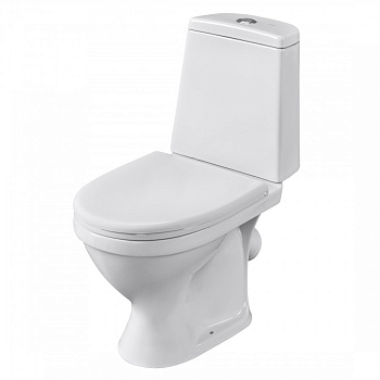 Унитаз-компакт "Прайм", косой выпуск, с 2-режимной кнопочной арматурой и сиденьем полипропилен. SANT