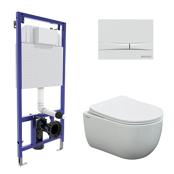 Комплект: инсталляция NOVUM кнопка белая F1, унитаз VENTAS, сиденье дюропласт Ventas Slim SO, BERGES