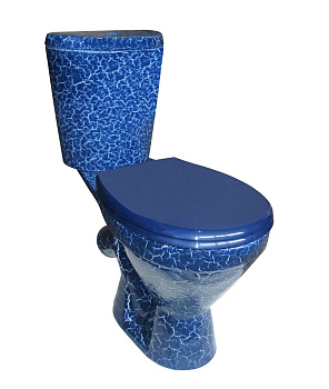 ЭЛЕГАНТ Унитаз-компакт косой вып., нижн. подв., с арм. и сид."Уклад", крепл., кракелюр синий. ROSA