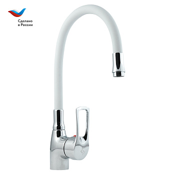 Смеситель для кухни СЛАВЕН Прораб СЛ-ОД-Ц2Б белый/хром