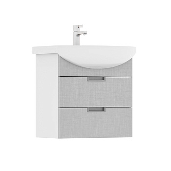 Тумба Vario 60, подвесная, 2 ящ., цемент/белый (под раковину Балтика 60), VOLNA