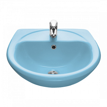 Умывальник "Соната" 54 см. с отв., с переливом (хром. кольцо) голуб. SANTERI