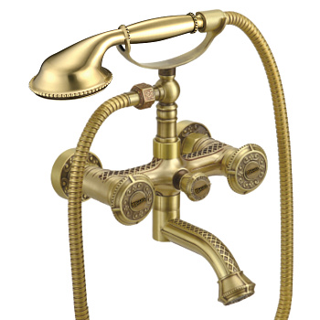 Jasmine Смеситель для ванны, пов.излив 152мм держ.на теле лейка, р/ДВ, бронза, LM, LM6614B