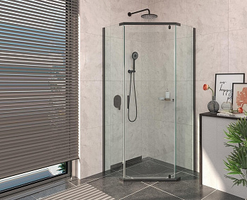 Душевой уголок BERGES SOLO T Black 1000х1000, BERGES