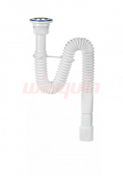 Сифон гофрированный МИНИ Элит с нержавеющей чашкой Ø63, стандарт L800 мм(1¼- Ø40/50), VIRPLAST
