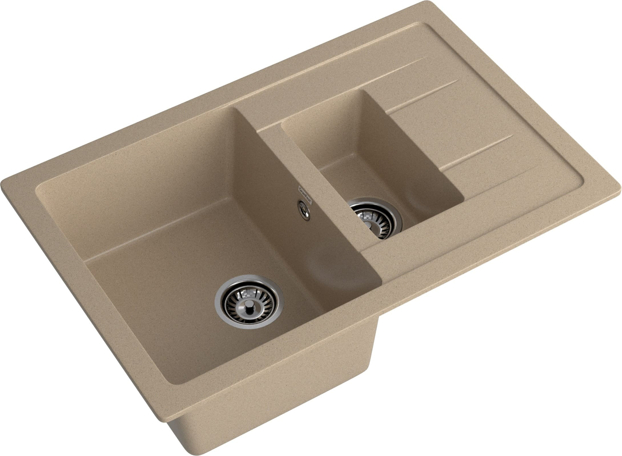 GRANFEST Мойка композит QUADRO GF-Q--775KL 1.5-чаш+крыло 775*500мм   песочный арт.GF-