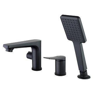 Bronx Смеситель для ванны, монолит.корот.излив166мм  на борт на 3 отв,р/ОД, черный, LM, LM3745BL