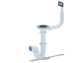 Сифон для мойки АНИ Пласт D0145S 3 1/2 дюйма 40 прямоточный с гибким переливом