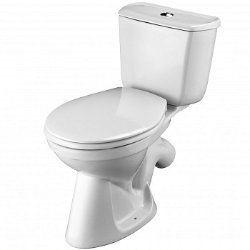 БРИЗ Унитаз-компакт, косой выпуск, 2-х режимная арматура, сиденье дюропласт. САНТЕК