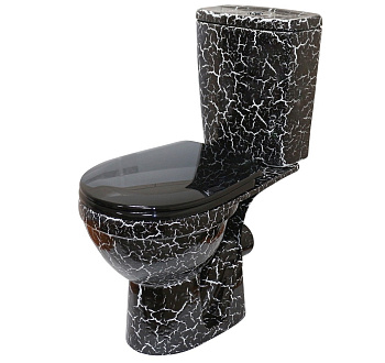 РИО Унитаз-компакт гориз. вып., 2-х реж. арм. "Уклад", сид. полип. "Уклад", черный кракелюр, ROSA