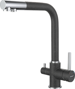GF Смеситель для кухни, Г-обр. D-35мм с краном питьевой воды (графит)