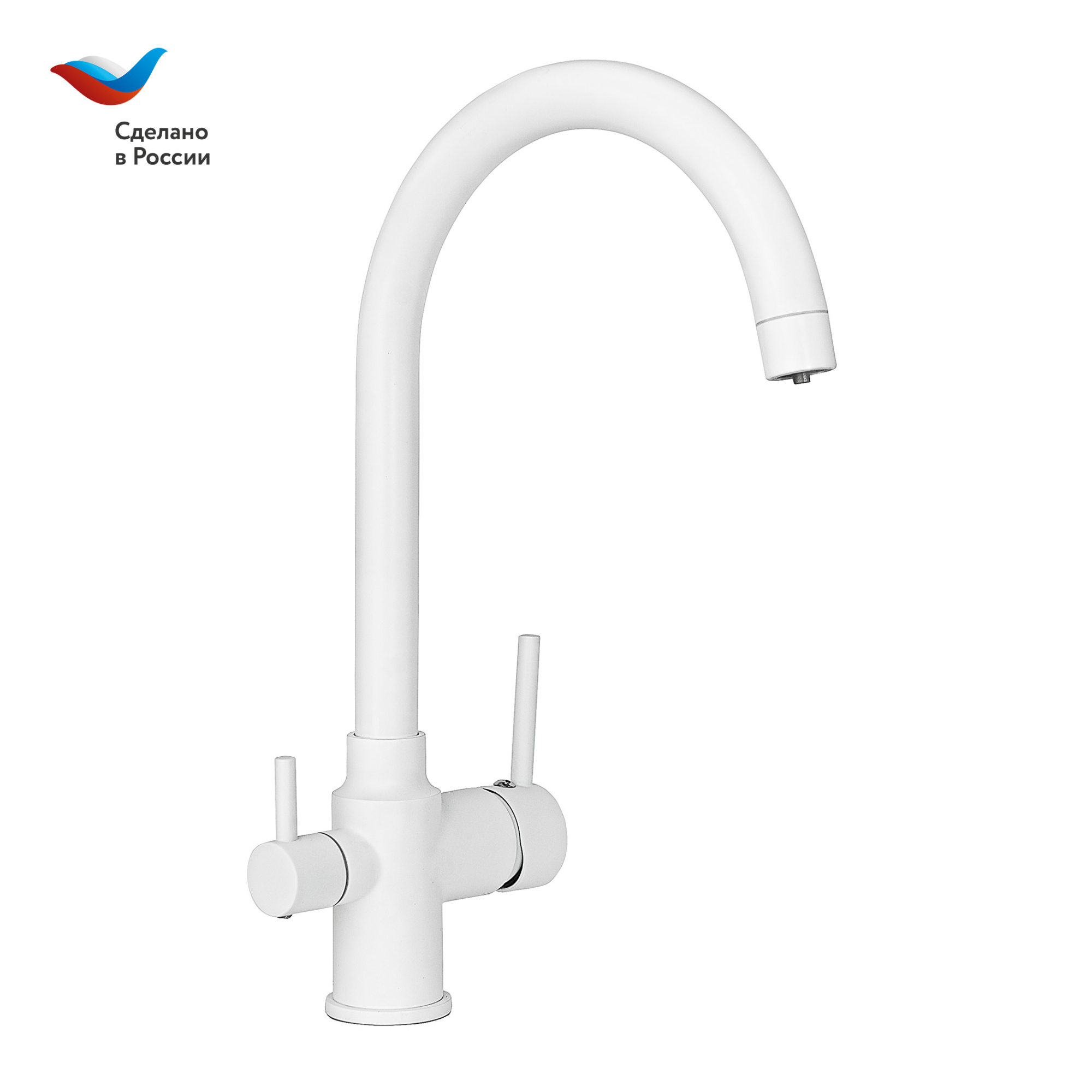 Смеситель для кухни СЛАВЕН Город СЛ-ОД-Д74 с подключением фильтра белый