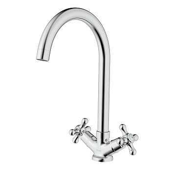 Смеситель ROSSINKA H02-76 для кухни с высоким поворотным изливом, хром