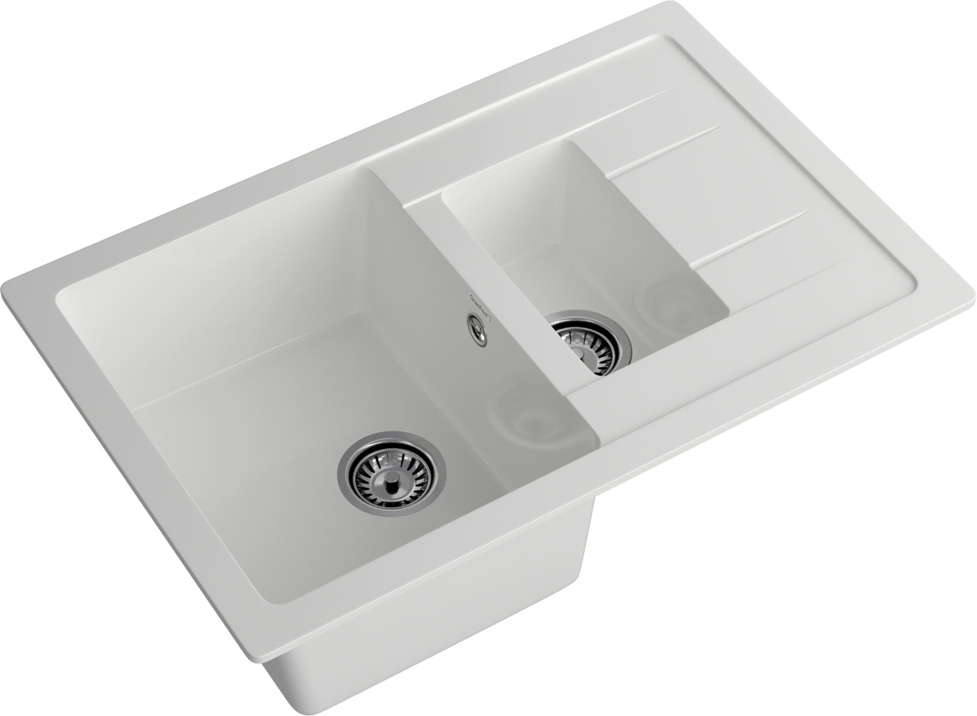 GRANFEST Мойка композит QUADRO GF-Q--775KL 1.5-чаш+крыло 775*500мм   иней арт.GF-