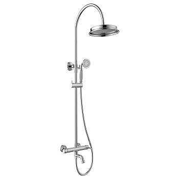 Смеситель Pushkin LMF-8626B-C для ванны и душа с регулируемой высотой штанги и лейкой верхнего душа 