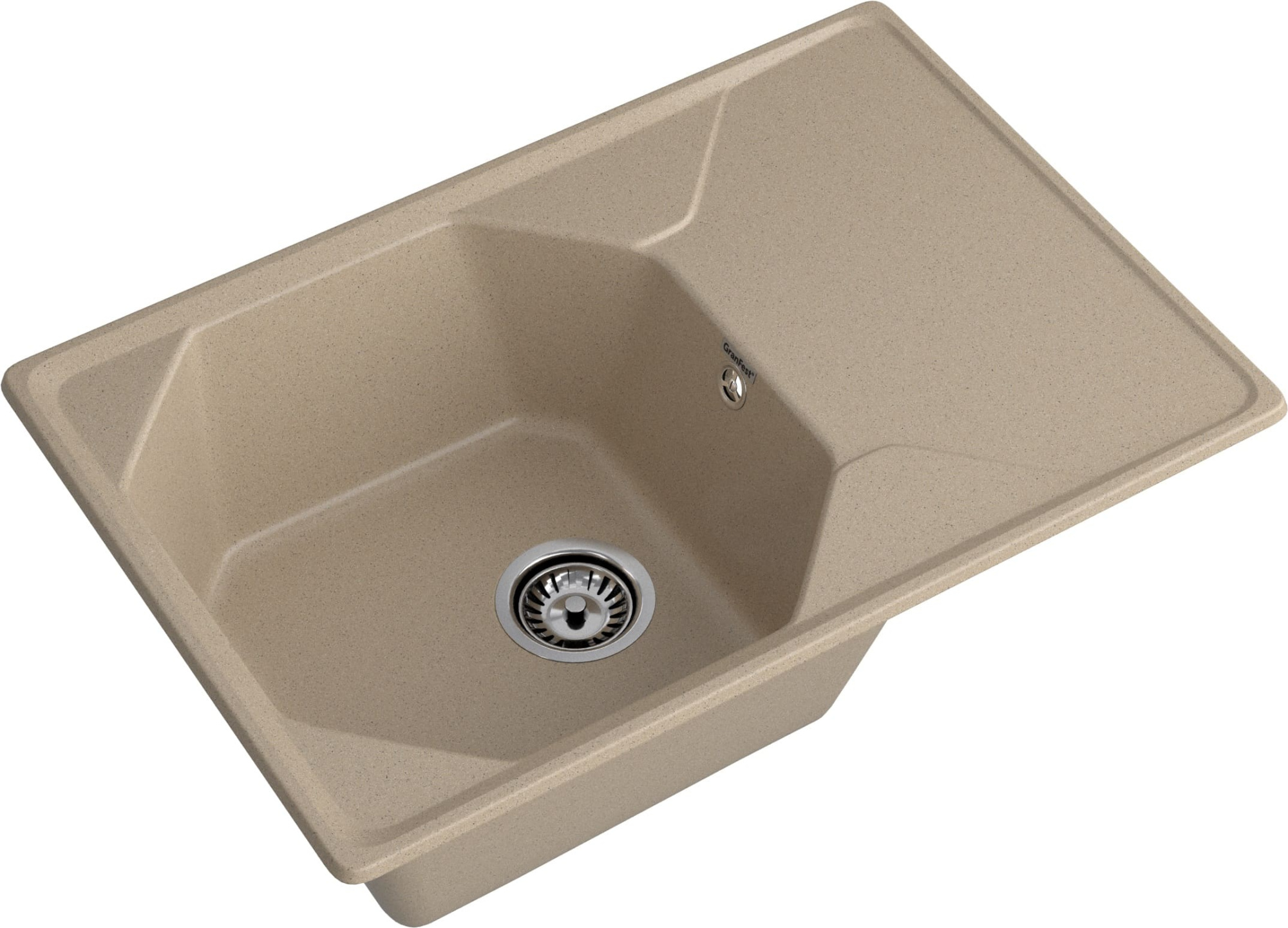GRANFEST Мойка композит UNIQUE, GF-U-740L, чаш+кр 740*500, песочный