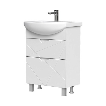 Тумба Pronto 60, напольная, 2 ящ., белая (под раковину Балтика 60), VOLNA